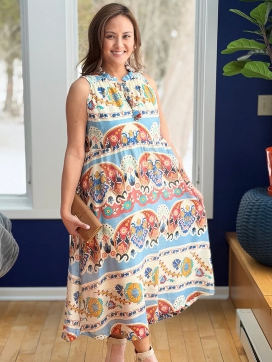 Umgee Dresses & Skirts - Umgee Mixed Print Boho Maxi Dress Sz L